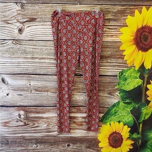 LulaRoe tall & curvy leggings red/ tan